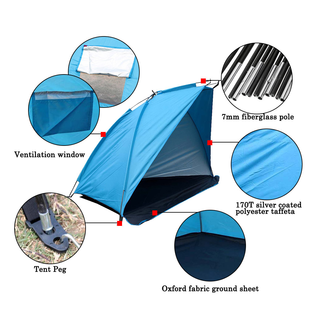 Cheap Goat Tents Single Layer Beach Tents 2 Persons Camping Tent Anti UV Sun Shelters Awning Shade Outdoor Tent for Fishing Picnic Hiking Tents 